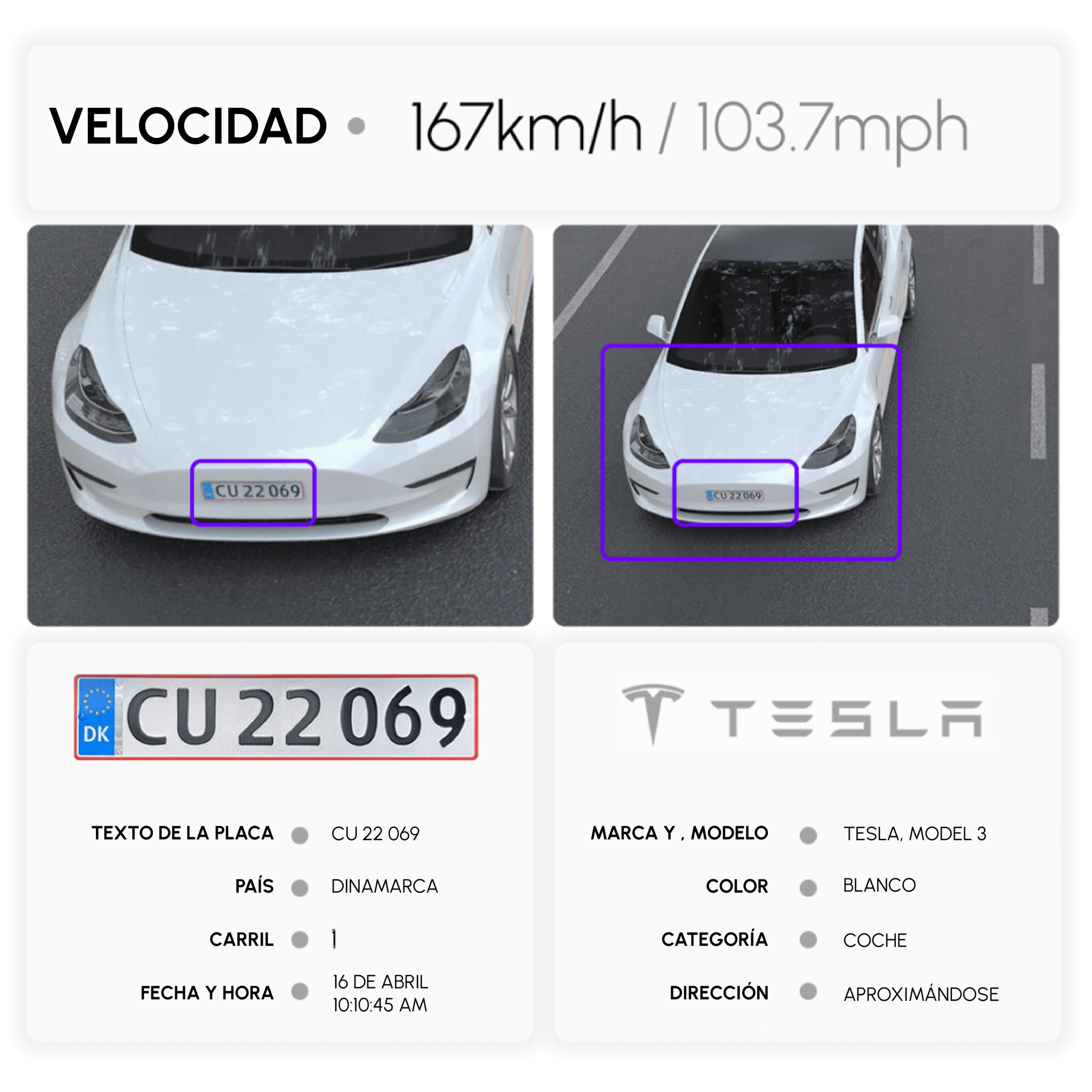 vidar speed detection camera data panel