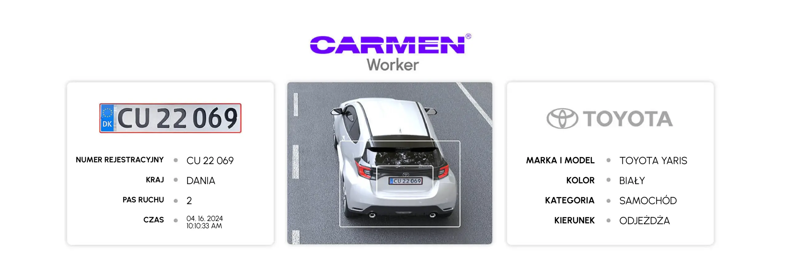 carmen worker on-premise license plate recognition software / data panel in hero image